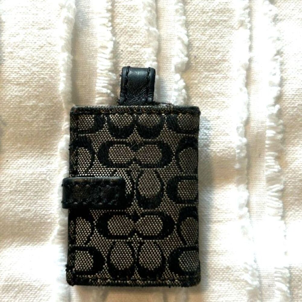*SOLD* Coach Black Fabric Leather Signature Keychain Picture Frame Monogram VTG - Picture 2 of 3